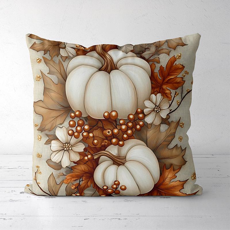 2D Плоская Печать Осенние Тыквы Листья Ягоды Декоративные Наволочки Полиэстер Наволочка Диван Декоративная Наволочка 45x45cm