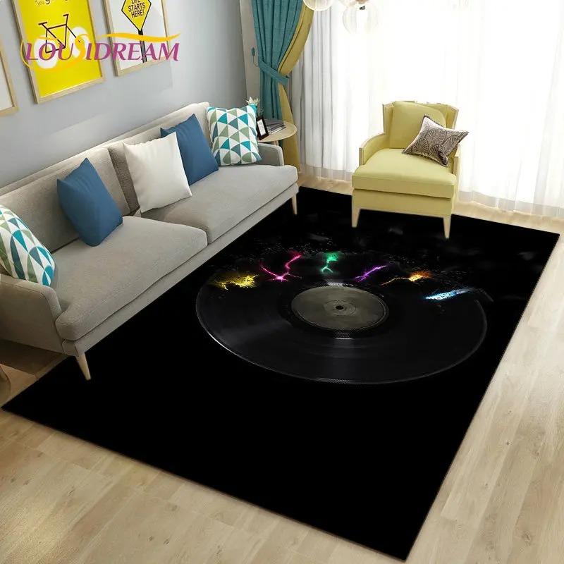 3D Classical Music Vintage Vinyl Record Area Rug Carpet Rug for Living Room Bedroom Sofa Decoration Kid Play Non-slip Floor Mat