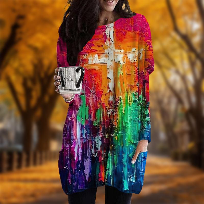 Новинка осени Цветной крест принт плюс — фото 2