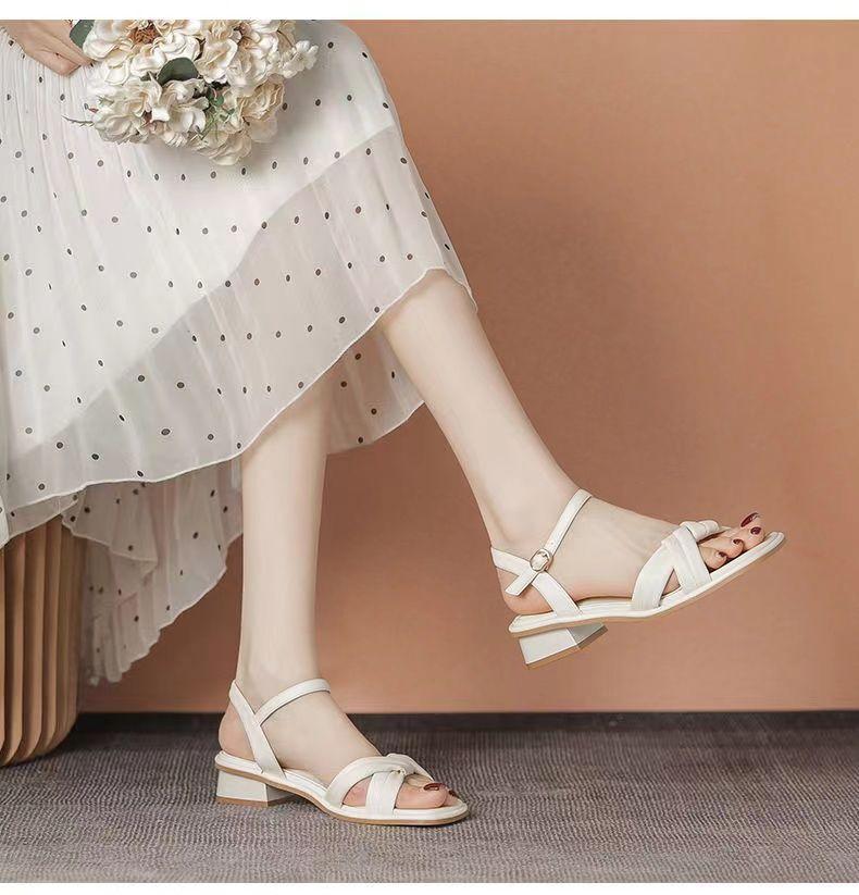 Women's Summer and Summer New Low-heeled Soft-soled Open-toed Sandals for Women's Outer Wear