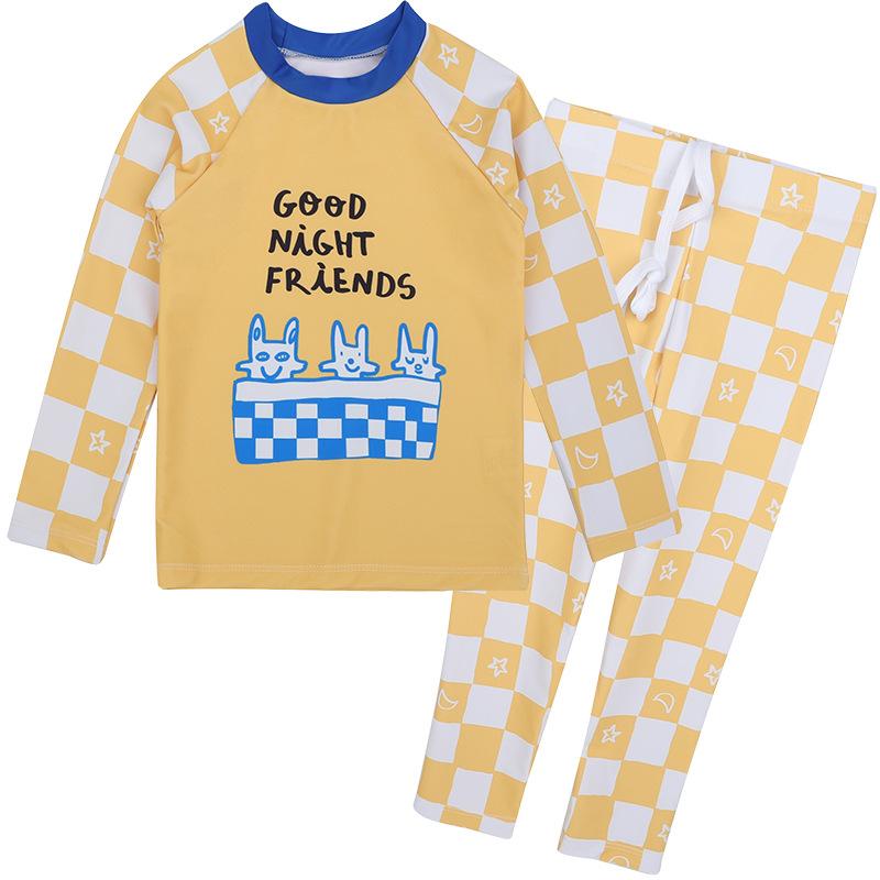 

2 Piece Boys Swimwear Kids Cartoon Long Sleeve Bathing Suit Sun Protection Quick-Drying Swimsuit for Babies 14