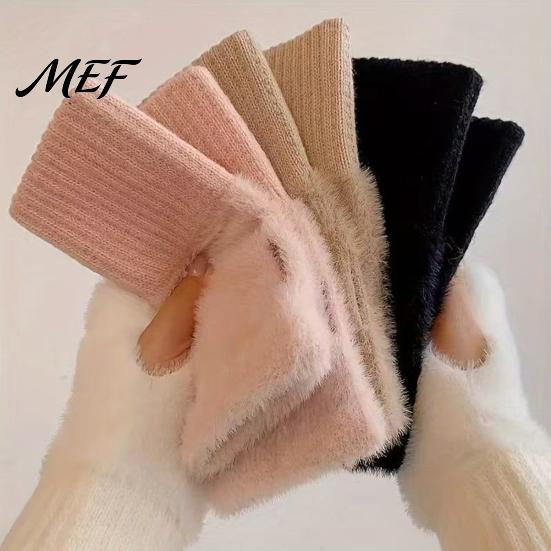 Versatile Outdoor Winter Gloves 1 Pair Fingerless Gloves, Warm Half Finger Mittens, Practical Activity Soft Fuzzy Fleece Thermal for Driving
