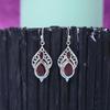 Garnet Dangle Earrings: 925 Sterling Silver