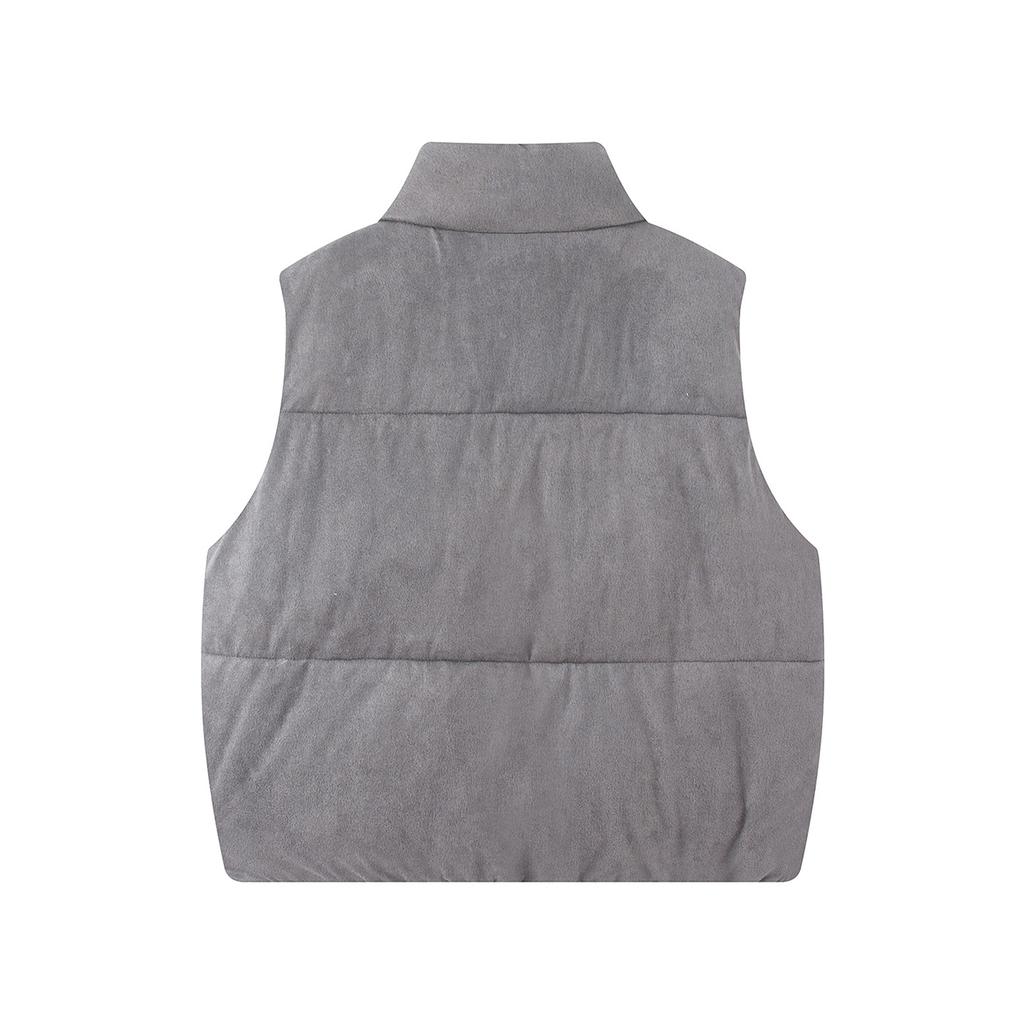 Women's Fashionable Short Suede Reversible Retro Down Cotton Vest