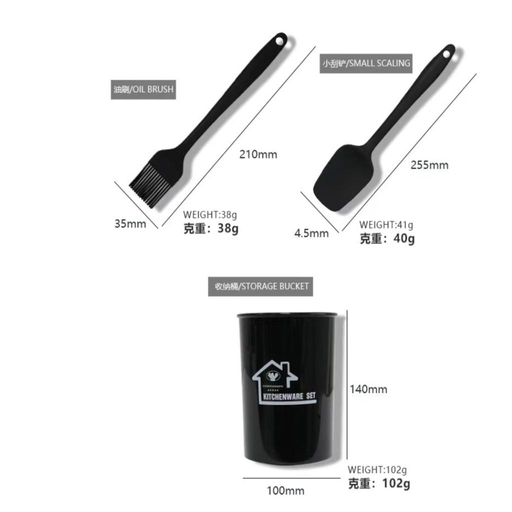 15 Set Handle Silicone Shovel Cookware Non-stick Pan Temperature Resistant Tableware Spoon Scraper Kitchen Cooking Baking Tools