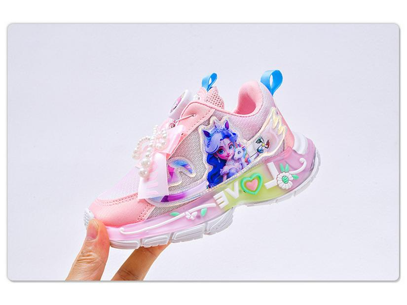 2025 Autumn Cartoon Princess Rotating Mesh Anime Luminous Girls' Sports Shoes