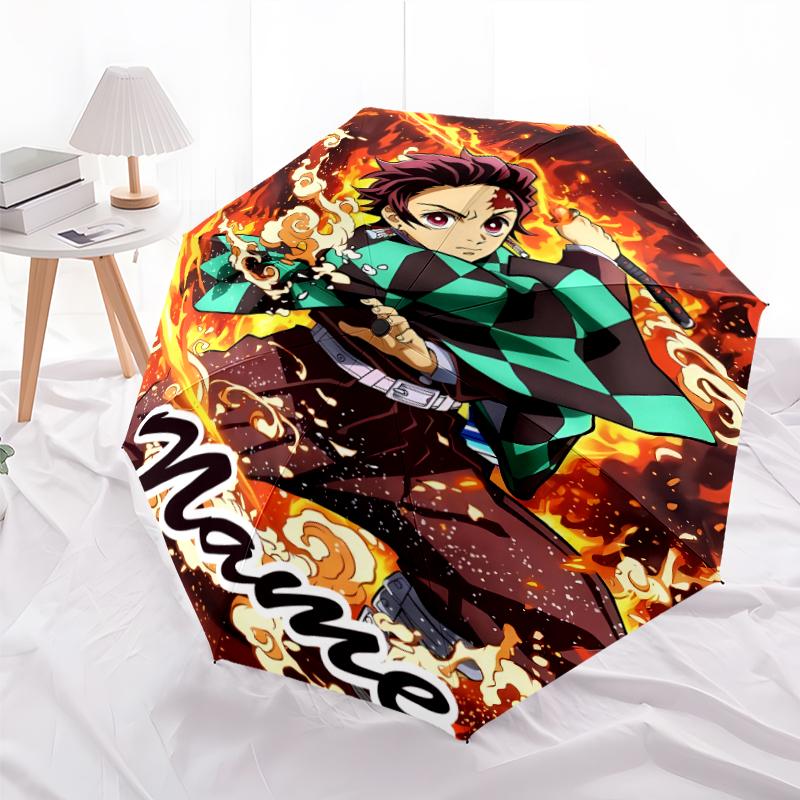 Personalized Name Demon Slayer6 Print Umbrella - Automatic Open/Close, Eight-Rib Durable Frame, Automatic Folding Umbrella
