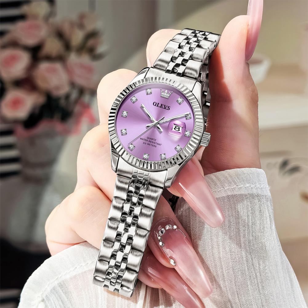 Beautiful Women's Watches Silver Stainless Steel Fashion Quartz Watch for Lady Minimalist Date Luminous Hands Wristwatch