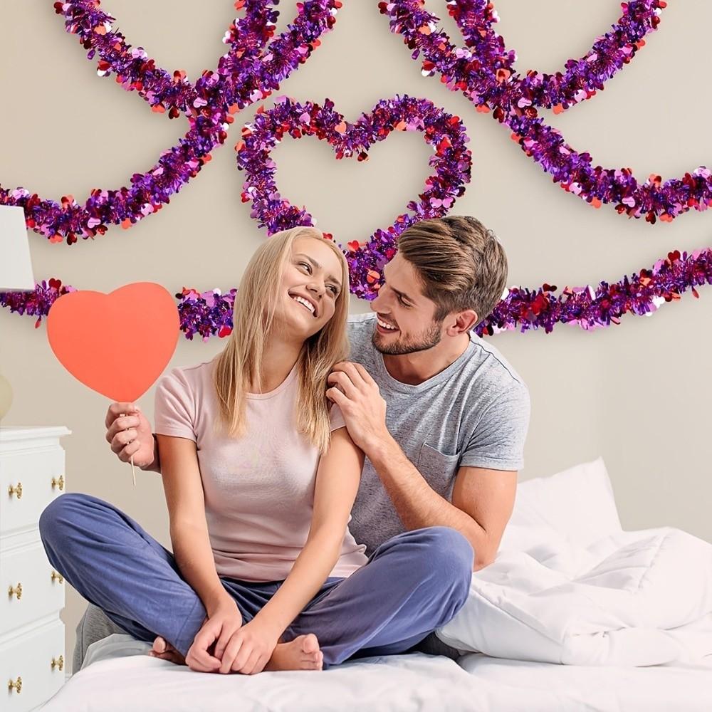 Love Sequins Heart Tinsel Garland DIY Hanging Decor Dense Valentines Garland  Festival Mantel