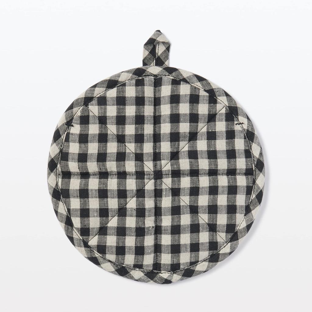 MUJI Pot Holder that can also be used as a Gingham 19 x 19 Linen Plain 12727545 trivet, Check, cm, Weave,