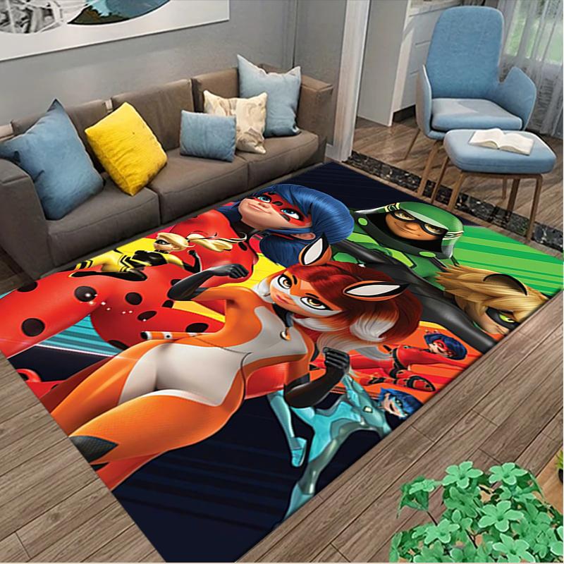 Ladybug Rug Ideal for Reading Room, Multi-purpose Office Chair Sofa Carpet, Anti-slip Printed Home Area Rug