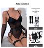 Sexy Mesh See-Through Underwire Push-Up Bandage Leggings & Bodysuit Set for Women