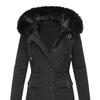 Cappotto Invernale con Cappuccio Pellicciato e Tasche Fodera in Peluche Taglia Larga Chiusura a Zip Coulisse Parka Antivento Mantenimento del Calore Capospalla Quotidiano per il Freddo