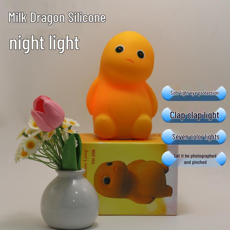

Milk Dragon Silicone Night Light - Tap or Squeeze, Non-Deforming, Eye-Safe for Nighttime Use 1W (In Stock/Data Cable + Color Box)