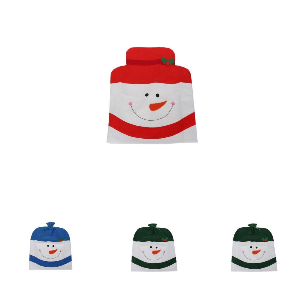 Christmas Chair Cover Set With Snowman Design For Holiday Home Decor