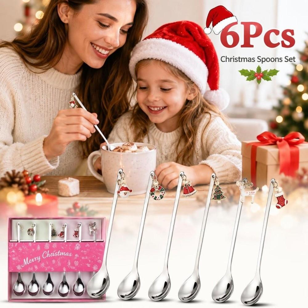 Snowman Coffee Spoon Set Stainless Steel Dessert Spoons New Christmas Teaspoons Holiday Decoration
