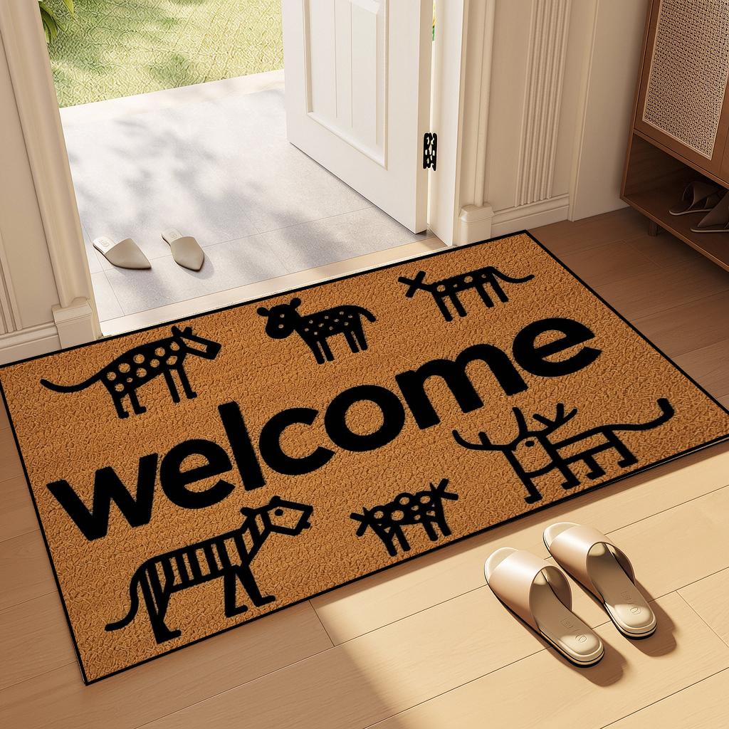 Animal World - Printed doormat - Welcome mat for entrance, porch - Non-slip natural home accessories, minimalist original design