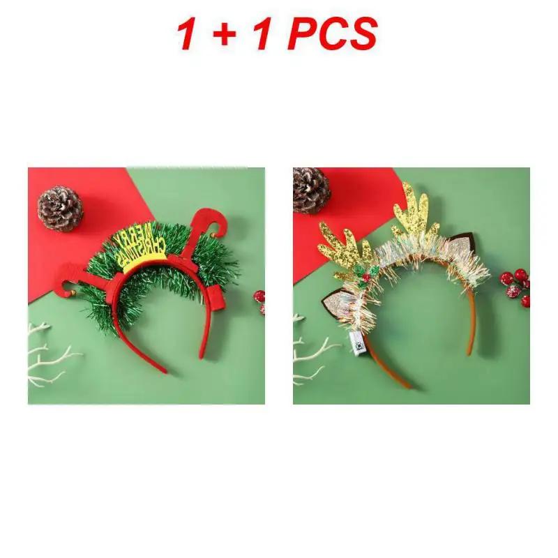Christmas Headband LED Lights Christmas Gifts Snowflake Xmas Tree Hair Band Christmas Decorations for Girls Women New Year Gifts