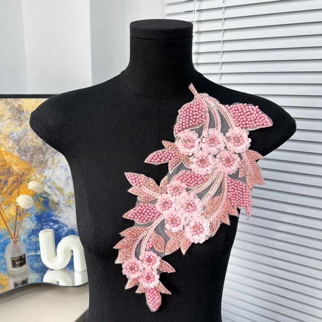 Mesh Sequin Embroidery Diy Applique Wedding Dress Dress Clothing Accessories Decorative Flower Cloth Sticker