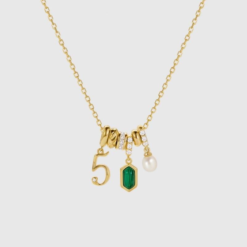 Copper Numeric Pendant Chain With Electroplated Finish For Trendy Casual Looks