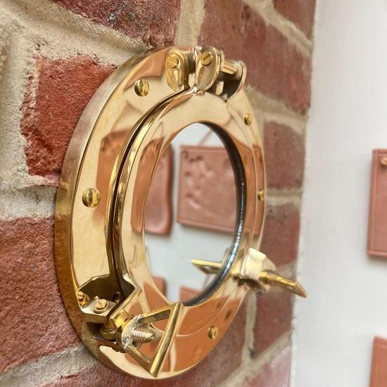 Nautical Brass Porthole Mirror  Wall Hanging Home Decor  Port Ho  Nautical theme  Nautical Mirror