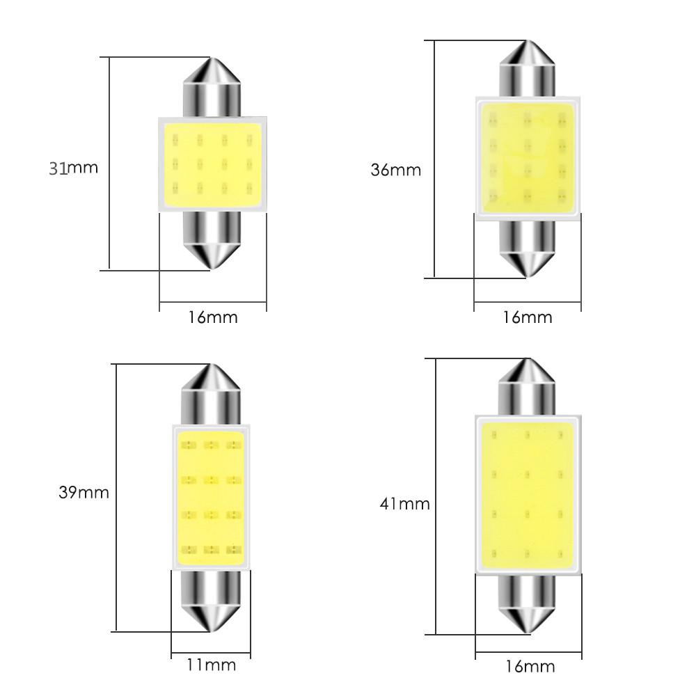 Ampoule LED COB de voiture 12V/24V, C5W C10W, lampes 31mm 36mm 39mm 41mm, éclairage intérieur de voiture, lumière de dôme automatique, ampoule de lecture de toit, 10 pièces, 12V/24V