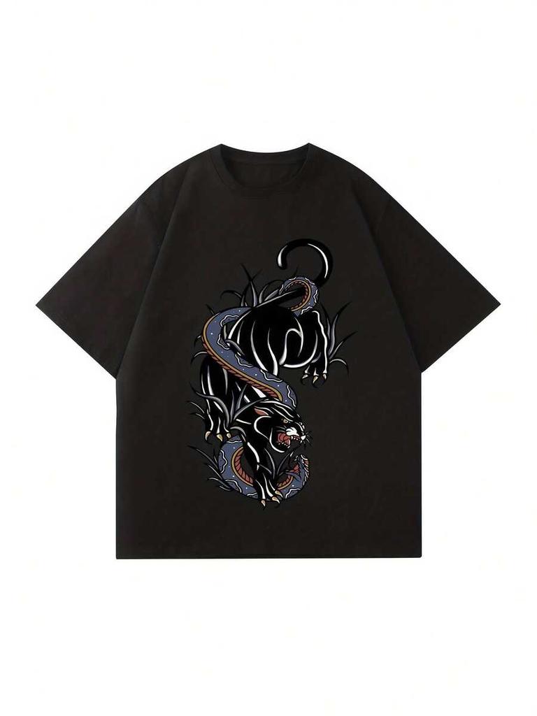 Unisex T-Shirt mit kurzen Ärmeln, Rundhalsausschnitt, Locker, Mode, High Street, Anime