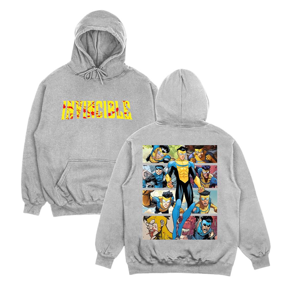 Invincible Hoodies Invincible Mark Superhero Unisex Sweatshirt Omni-Man Invincible Clothes Perfect Gift for Comic Lover Pullover Mens women clothes XS серый