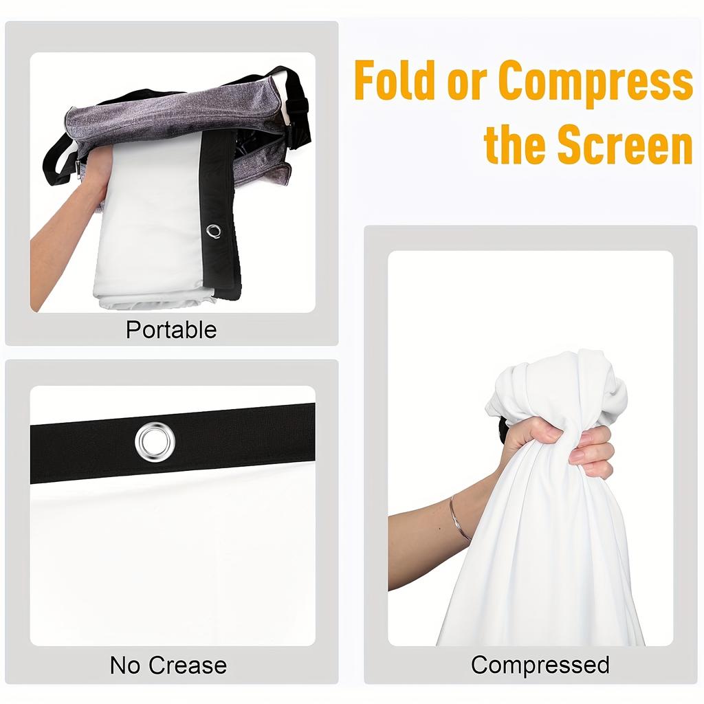 60-150 Inch Foldable Projection Screen Portable Polyester Display Fabric for Outdoor Movies Home Theater Office Meetings