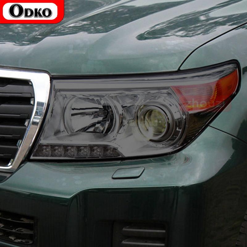 2 Pcs For Toyota Land Cruiser 2014- Car Headlight Tint Black Protective Film Protection Transparent TPU Sticker Accessories