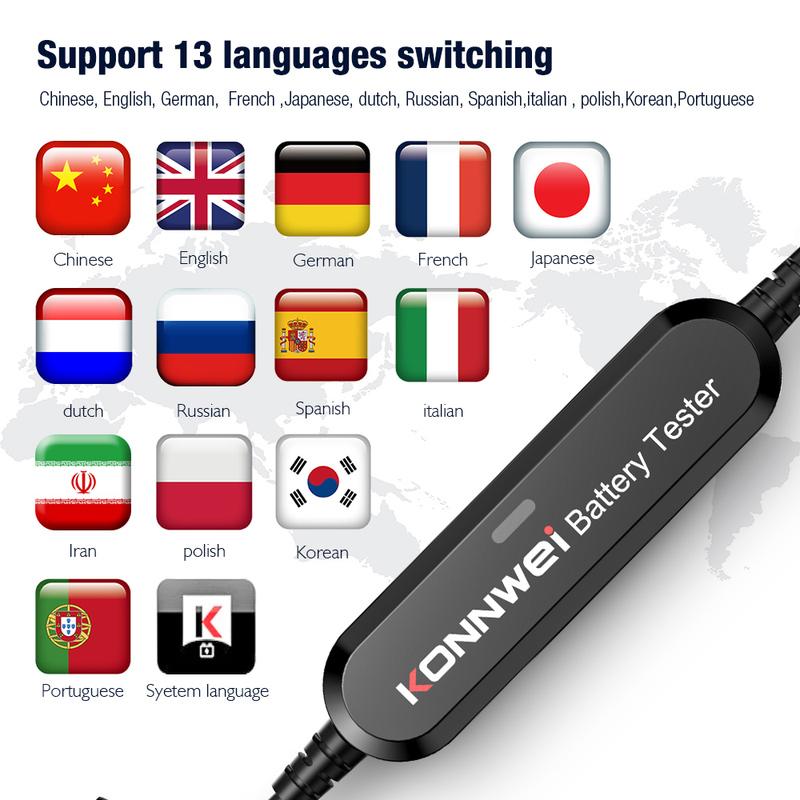 KONNWEI BK100 Bluetooth 5.0 Car Motorcycle Battery Tester 6V 12V Battery Monitor 100 to 2000 CCA Charging Cranking check Tools