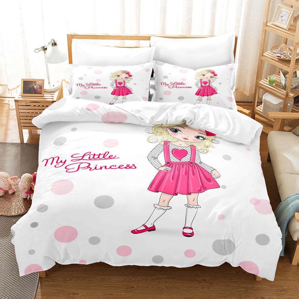 3D souprava ložního prádla pro dívčí pokoj Taneční dívčí povlak na peřinu 2/3dílný dárek k narozeninám AU140 * 210 v plné velikosti mikrovlákno Rychleschnoucí měkký bytový textil