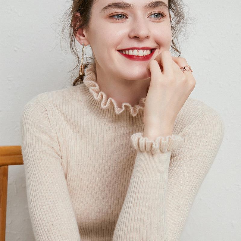 2020 Autumn Winter Women's Knitwear: Korean Style Floral Collar Striped Sweater Jacket