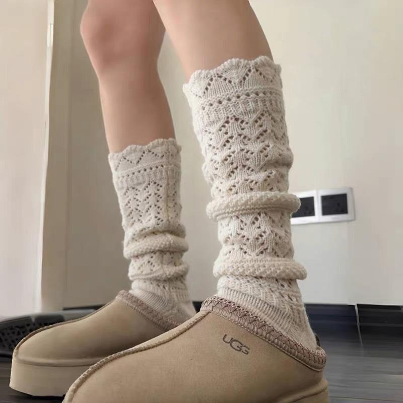 

Lady Autumn Personality Sweet Fold Wear Hollow Leg Pile Pile Socks 1 pair бежевый