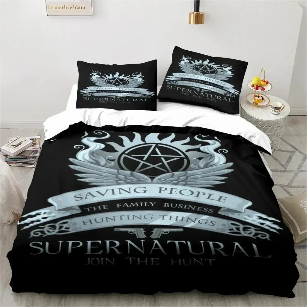 Supernatural Logo Bedding Set Duvet Cover Bed Set Quilt Cover Pillowcase Comforter king Queen Size Boys Adult Bedding Set