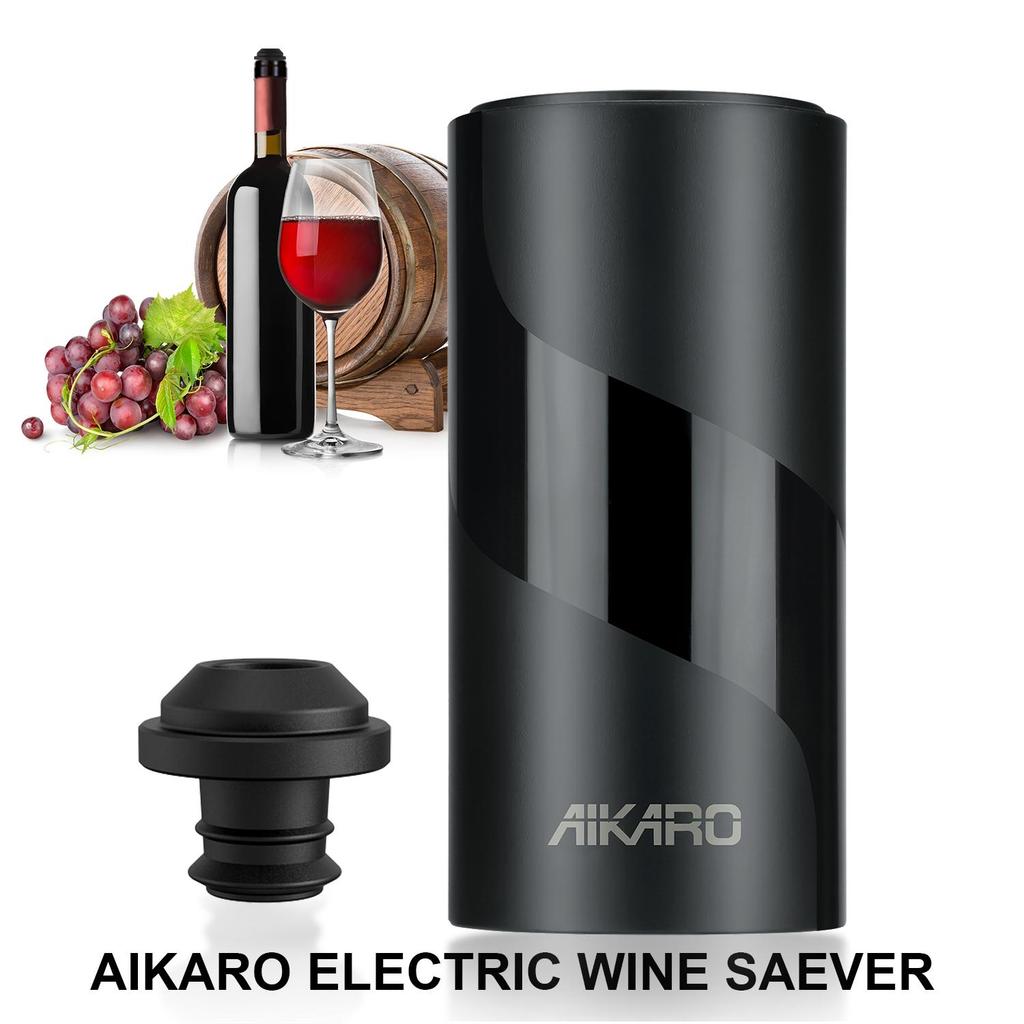 AIKARO Pompa Sottovuoto Elettrica Salva Vino con Tappo per Bottiglia, Conservatore Automatico per Vino, Funzionamento a Batteria