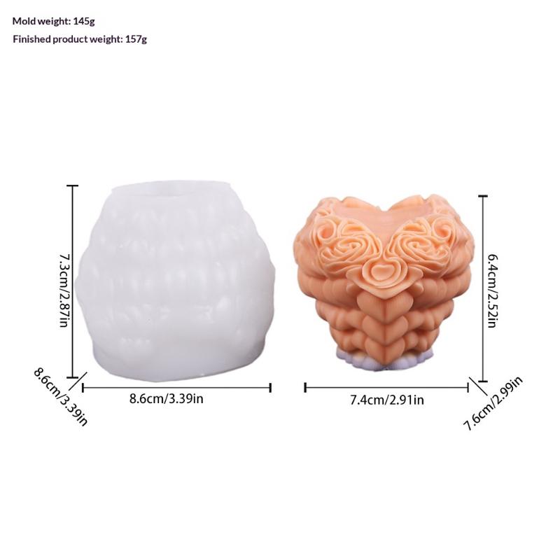 1Pcs Reusable Delicate Petal Design Home Decor Heart Flower Silicone Mold 3D Flowers For Candles Clay Gypsum And Soap Making