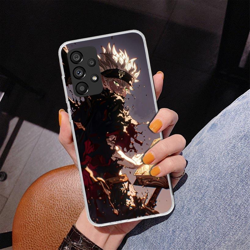 Black C-Clovers Anime Phone Case For Samsung Galaxy A52 A32 A22 A12 A51 A31 A50S A30S A20S A10S Note 20 Ultra 10 Plus S10 A72 A7