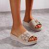 Slippers For Older Women Large Flower Slippers Women Casual Slope Summer Heel Women'S Slipper Pantuflas Mujer