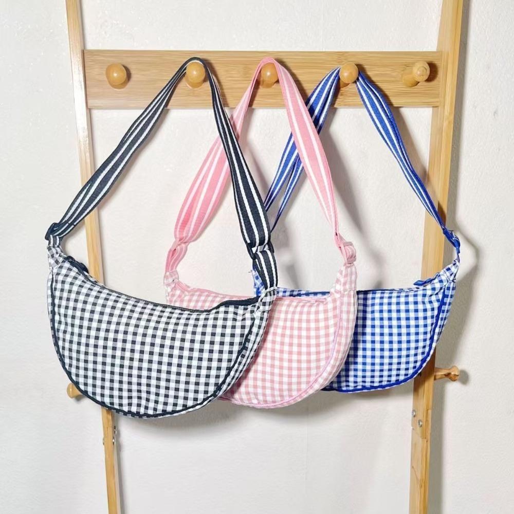 Lerret Rutete Skulderveske Allsidig Dumplingveske Søt Nylon Crossbody-veske Utendørs