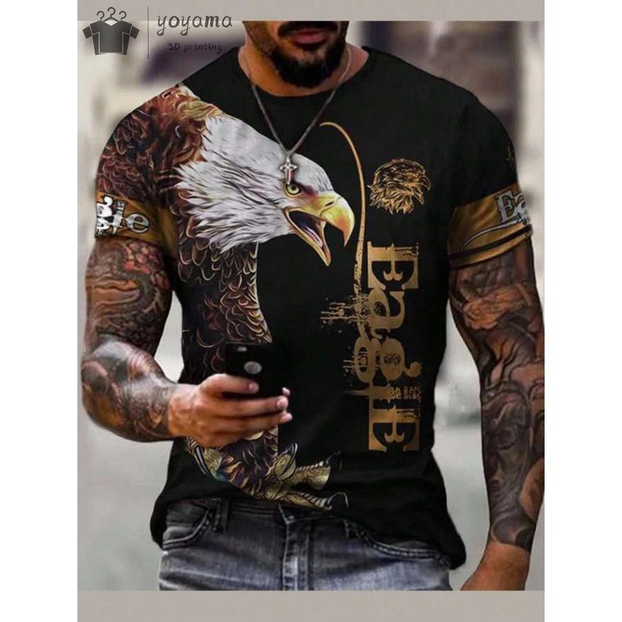 Men's T Shirts Vintage Animal Eagle 3d Printed Casual Short Sleeve Tee Shirt Fashion Outfits Streetwear O Neck Oversized Tops
