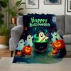 Halloween Ghosts and Pumpkins Cauldron Scene Kids PosterBlanket Flannel Throw Blanket for Sofa, Bed, Travel, Camping, Office