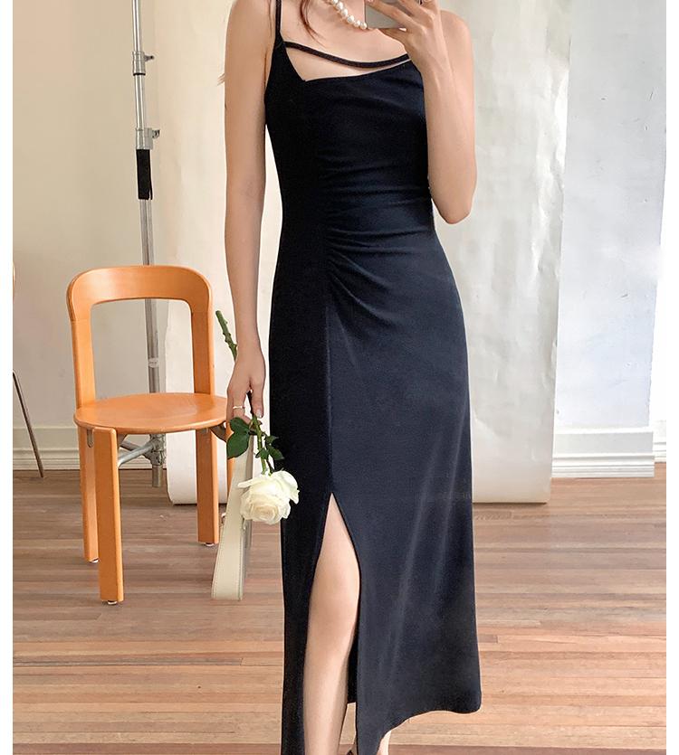 Letnie szare, wąskie sukienki dla kobiet, bez pleców, nieregularne szelki Y2K Eleganckie suknie wieczorowe