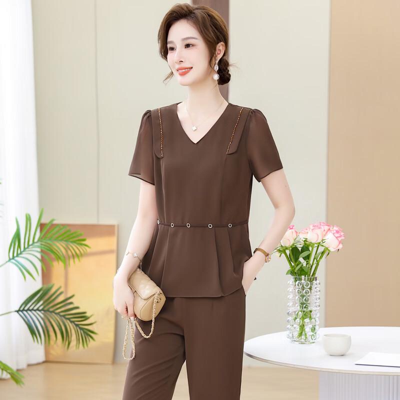 Mid-Aged Women's Stylish Summer Two-Piece Set