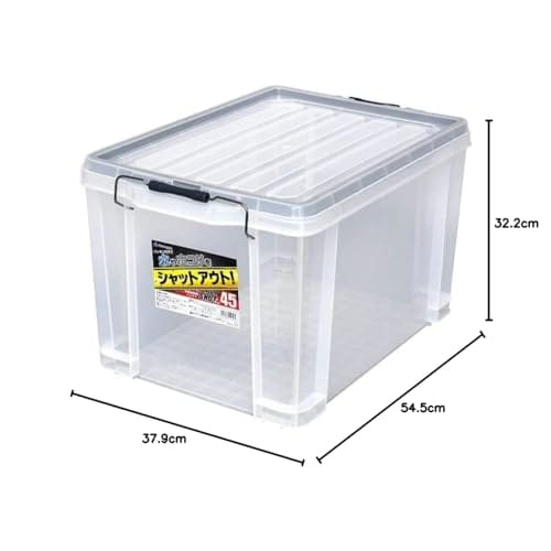 JEJ Astage Storage Box, Made In Japan, with Gasket, Simple Airtight Container, Stackable, Shield Container Shut #45, Disaster Preparedness, 38cm Wide