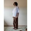 Saendeusaundeu (Unisex) Embroidered Detail Cotton Pants Brown