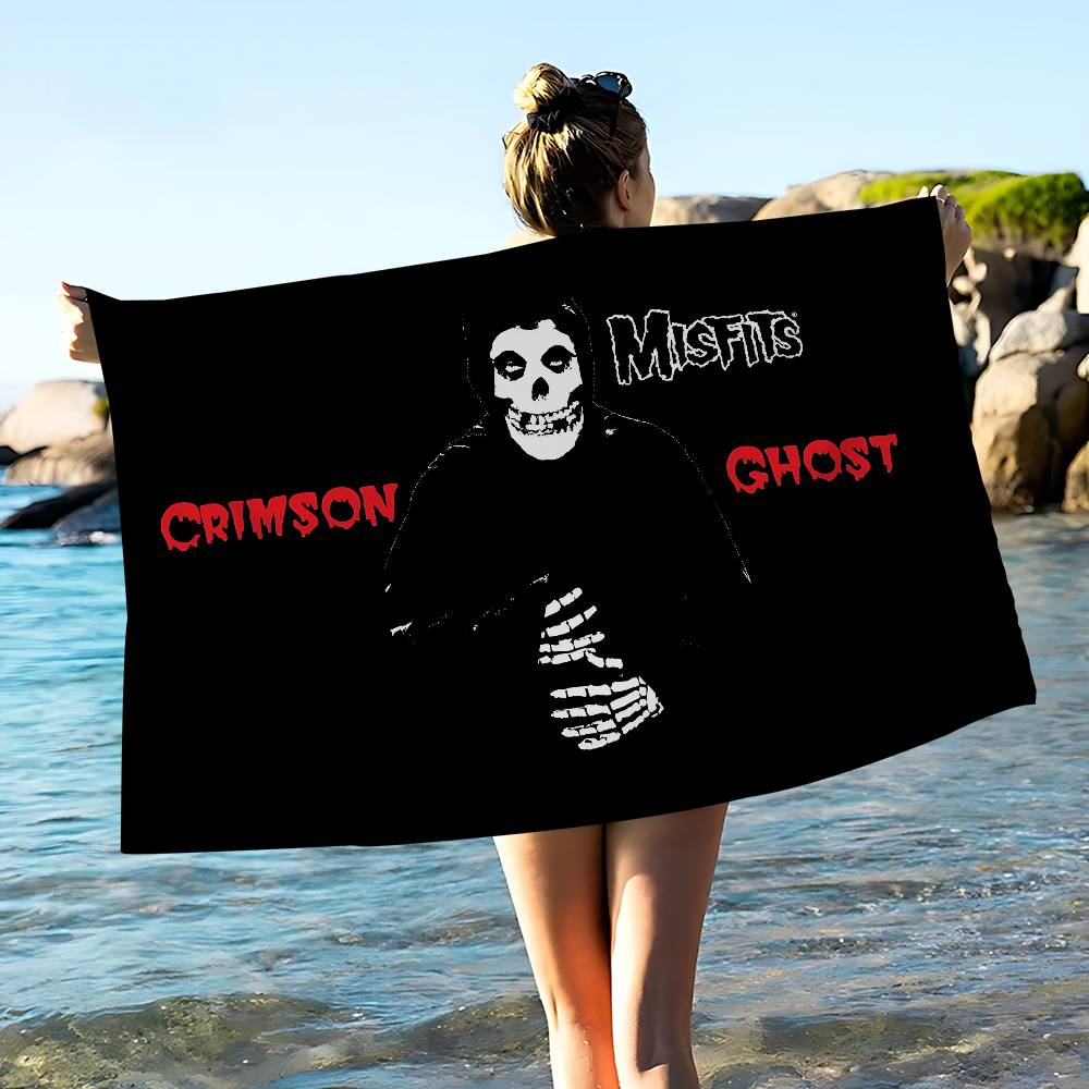 

Punk Band The M-Misfits Beach Towel Colorful Bath Towels for Girl Microfiber Quick Dry Sand Free Beach Yoga Spa Gym Pool W30*H60(CM)