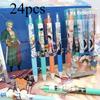 Anime One Piece 4/12/24 Stück Schwarzes Tintenroller-Set Cartoon Luffy Zoro 0,5 mm Druckgel Signatur Kawaii Schreibwaren Geschenk S