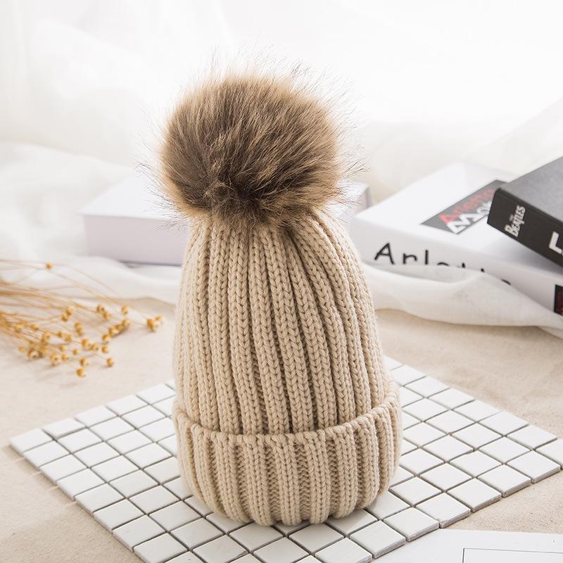 Spring Cashmere Chunky Slouchy Classic Pom Pom Warm Custom Logo Striped Winter Skullies Beanie Cap Knit Hat for Women