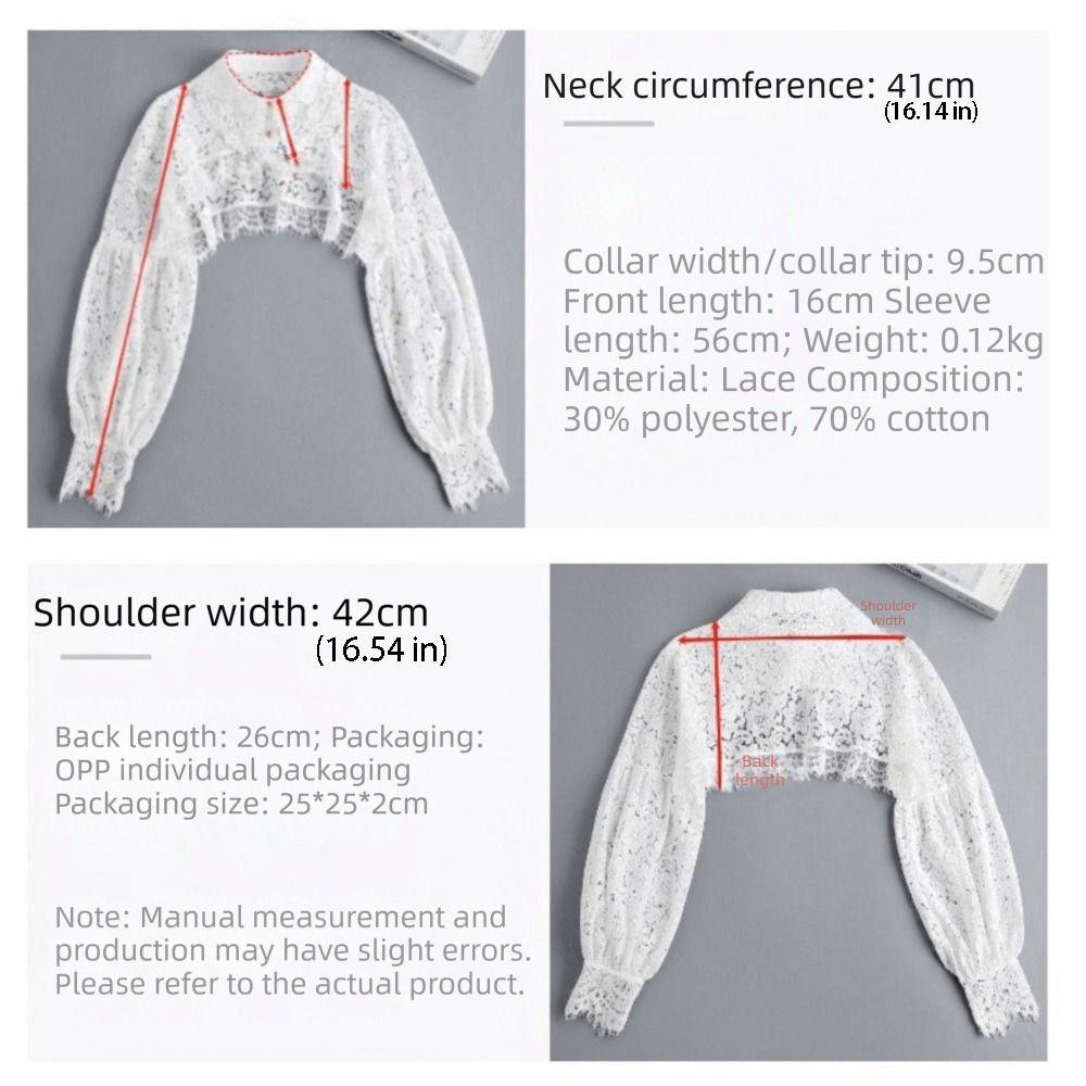 Elegantes Cape Spitze Schal Umhang Ausgeschnitten Spitze Falscher Kragen Koreanischer Stil Wickel Kurz Klein Hemd Damen